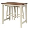 3 Piece Farmhouse Counter Height Kitchen Pub Table Set with 2 Saddle Bar Stools