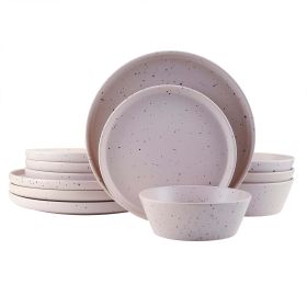 Jessica Stoneware 12-Piece Round Dinnerware Set, Taupe